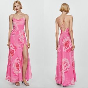 Mango FLORAL DRESS WITH SLIT Size 8 US